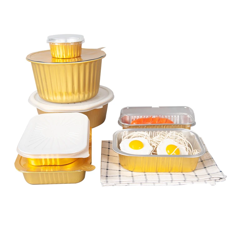 Hot Sale Oem Logo Aluminium Foil Restaurant For Food Packing Disposable Takeaway Metal Foil Tray Small Aluminium Foil Container