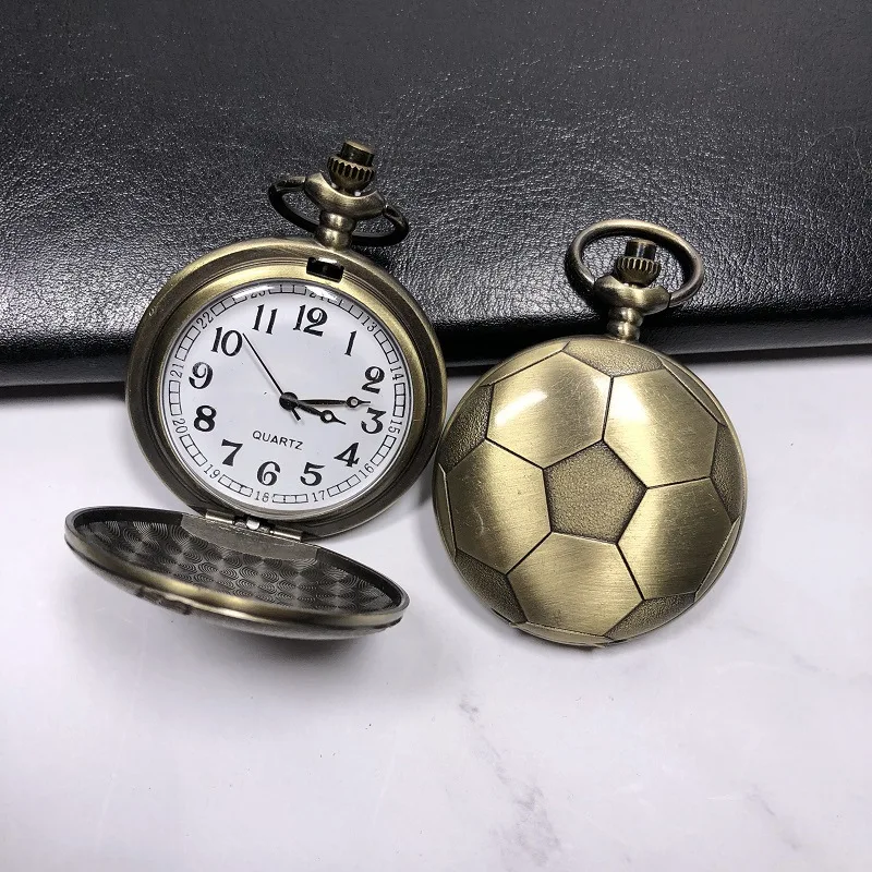 Football Quartz Pocket Watch Sports Souvenir Training Soccer Balls Pendant Collection Gifts Basketball Pocket Watches