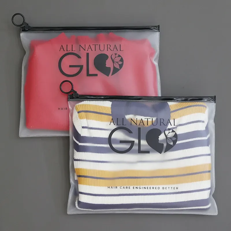 Manufacturers wholesale PVC zipper transparent zip-lock plastic frosted bag wih black zip