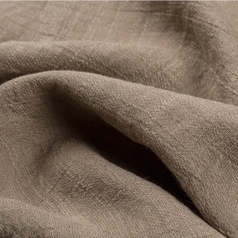 Soft Solid Lightweight Slub Texture Poly Cotton Fabric Viscose Rayon Polyester Blend Faux Tencel Fabric