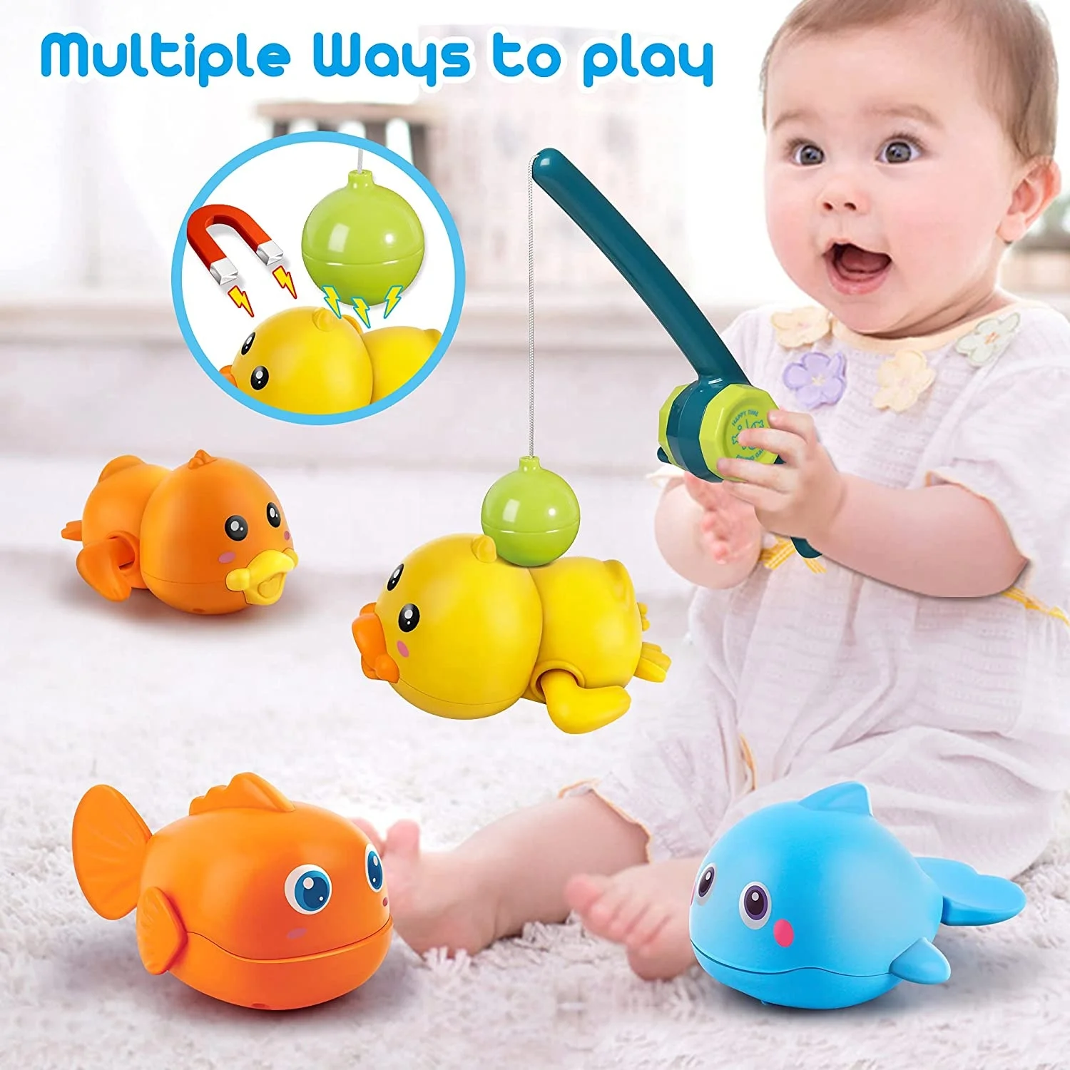 DADI OEM&ODM Hot Sale Toddlers Swimming Fishing Game Toy Water Play 2022 Bath Toys Set Kids Fishing Bath Toy