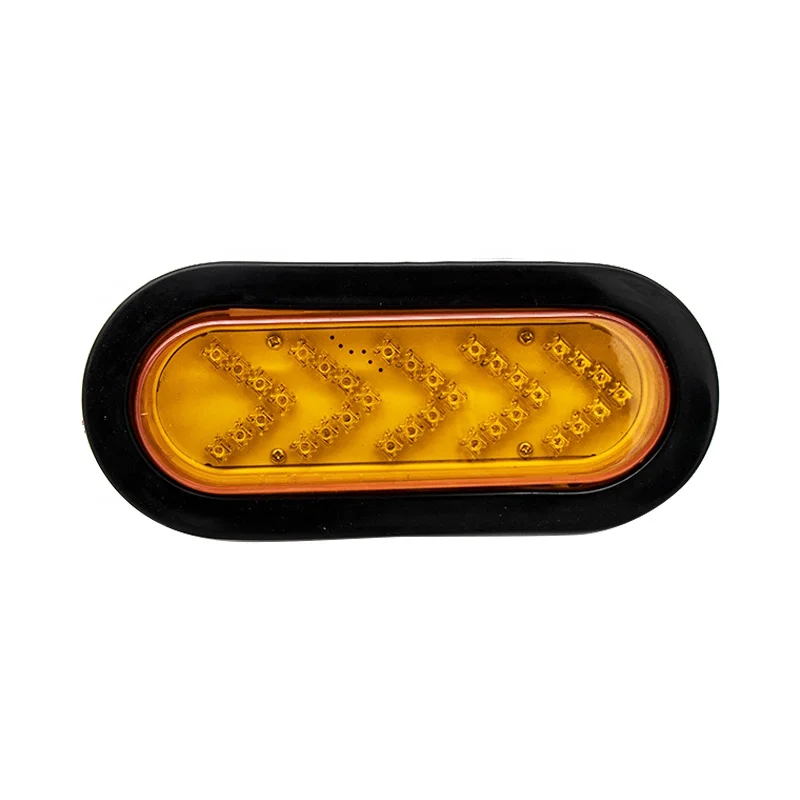 Amazon Hot selling truck bus oval shaped arrowhead 5050 bright 35LED 10-30v red amber colour tail light with plug