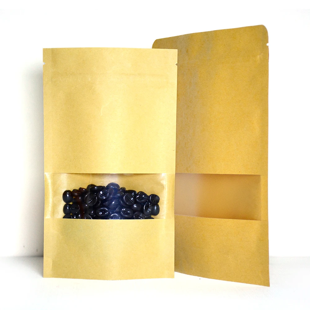 Factory Supply Doypack Ziplock Compostable Bags Cashew Snack Nut Food Packaging Kraft Paper Standup Pouch