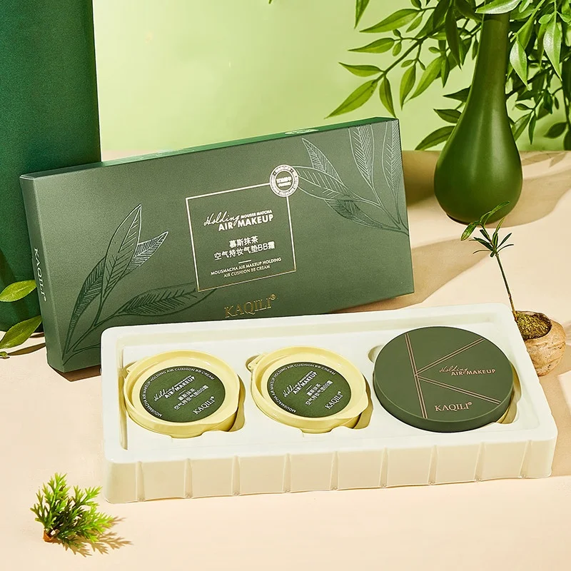 Kaqili full coverage oil control air cushion BB cream set  waterproof long lasting matcha cushion BB cream set