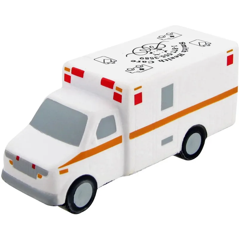 promotional pu squeeze foam reliever ambulance shaped stress ball for child toy