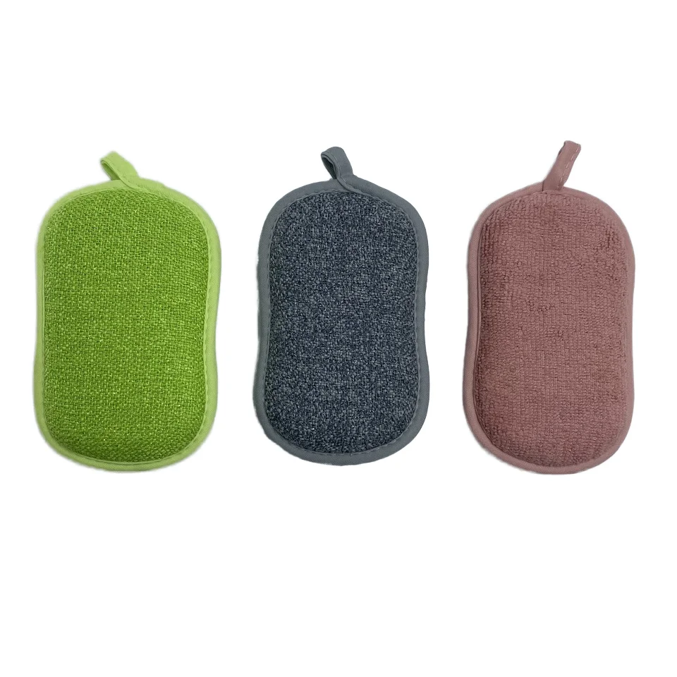 Durable Eco-Friendly Kitchen Scrub Scouring Sponge Non-Scratch Microfiber Heavy Duty Scouring Power Kitchen Sponge