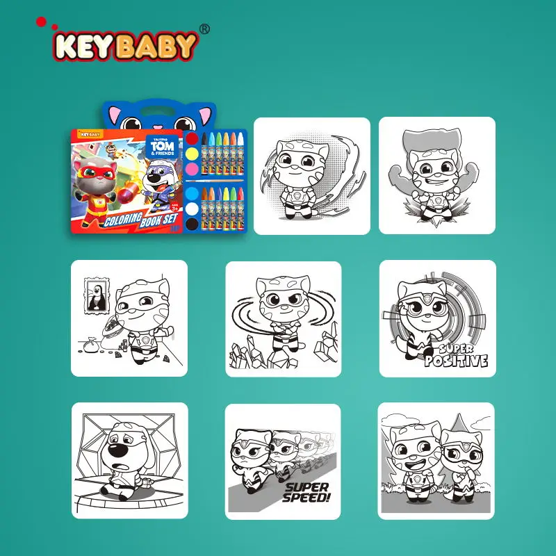 KEYBABY Custom New Design Early Educational Drawing Coloring Book Printing With 12pcs Crayon For Kids