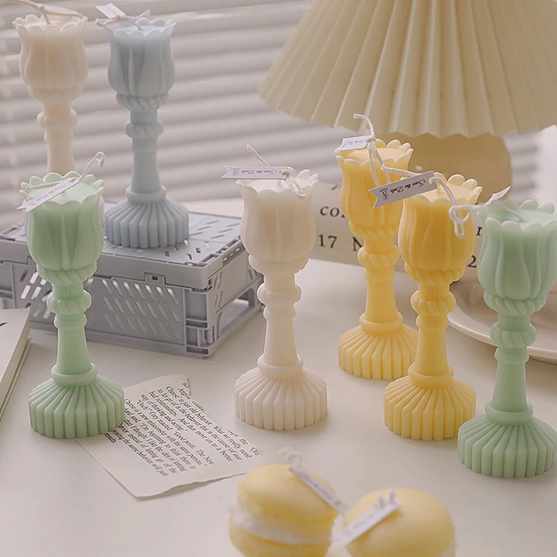 Tulip Lucky Flower Pillar Scented Paraffin Wax Aromatherapy Candle Vela Kerze For Home Decoration