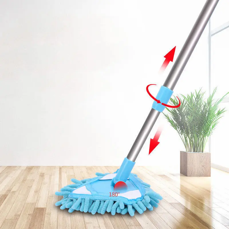 Rotatable Adjustable Chenille Mop Floor Cleaning Reusable Wet and Dry Triangle Cleaning Mop