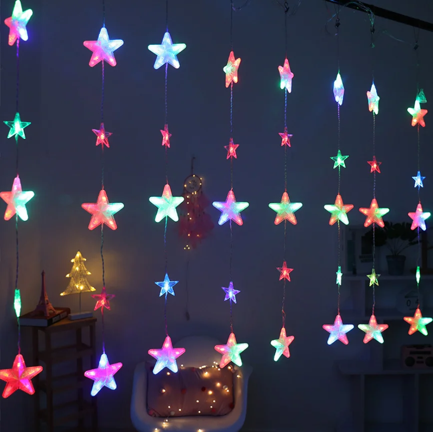 Holiday Wedding Hanging Led Window Curtain Yellow Lights String Light For Party