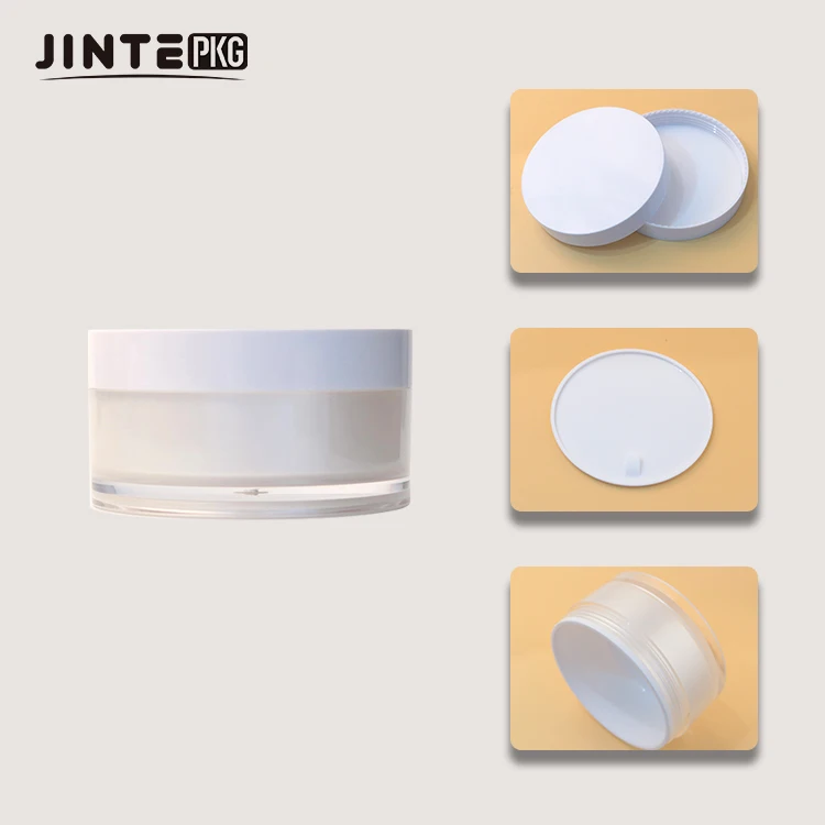 100ml 200ml Empty Plastic Double Wall Acrylic Plastic Jar Face Cream Cosmetic Plastic Container Jar With Screw Lid