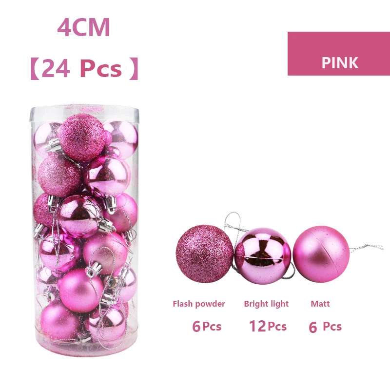
2019 Factory selling 24pcs plastic Bright Christmas ball christmas tree decoration balls Shatterproof Xmas Tree Decoration Ball 