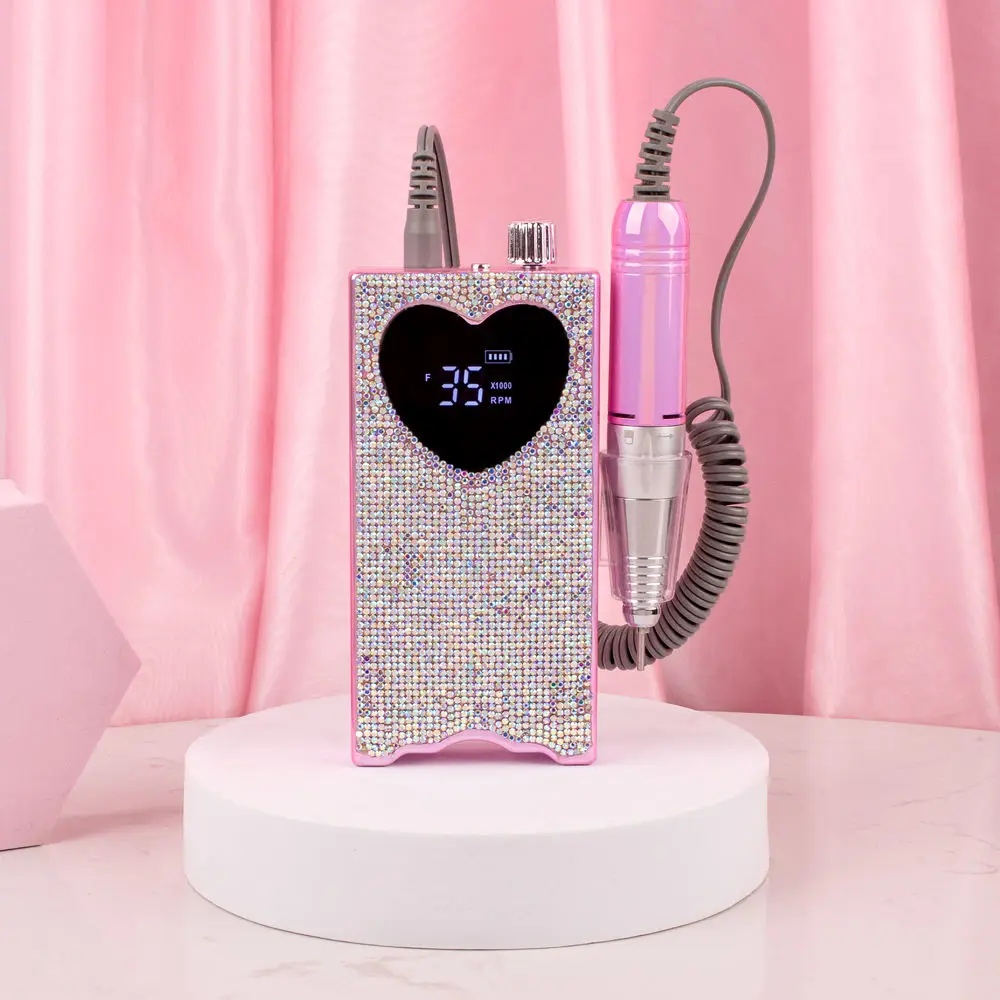 Yodoor Brushless Handpiece 35000RPM Portable Electric Nail Drill Machine Set for Nail Polisher Electric File Desktop Base