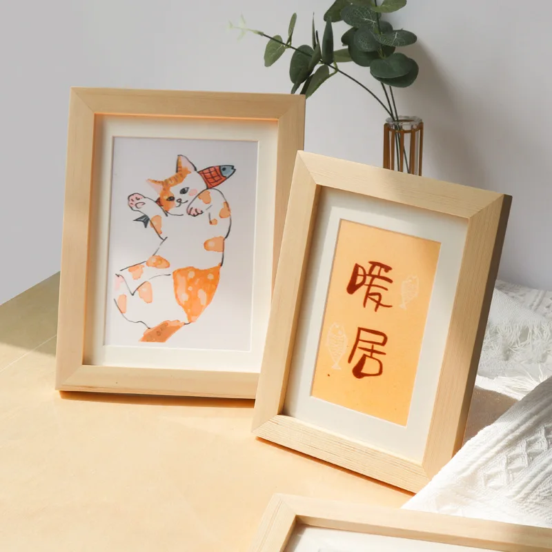 DIY Home Decor Solid Wood Photo Frame Square Picture Frame for Wall Hanging Wall Mount Tabletop Display Ornaments