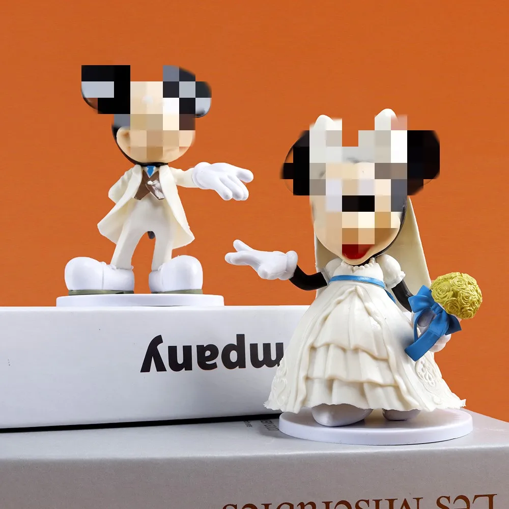 2pcs/set Mickey & Minnie Model Figure Cartoon Wedding Car Decoration For Lovers Gift
