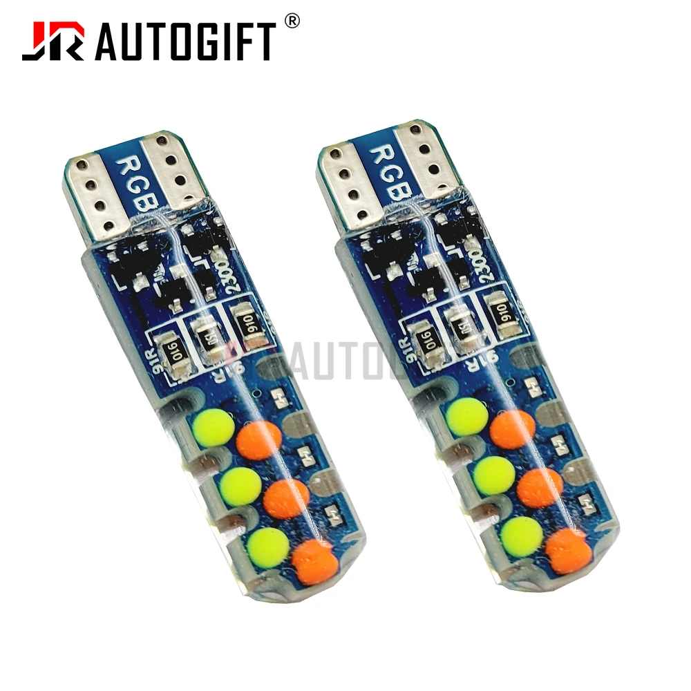T10 RGB COB 18SMD 194 168 W5W LED Bulb License Plate Lights Signal Lamp Reading Light Silica Gel Multi Color Strobe Flash Bulb