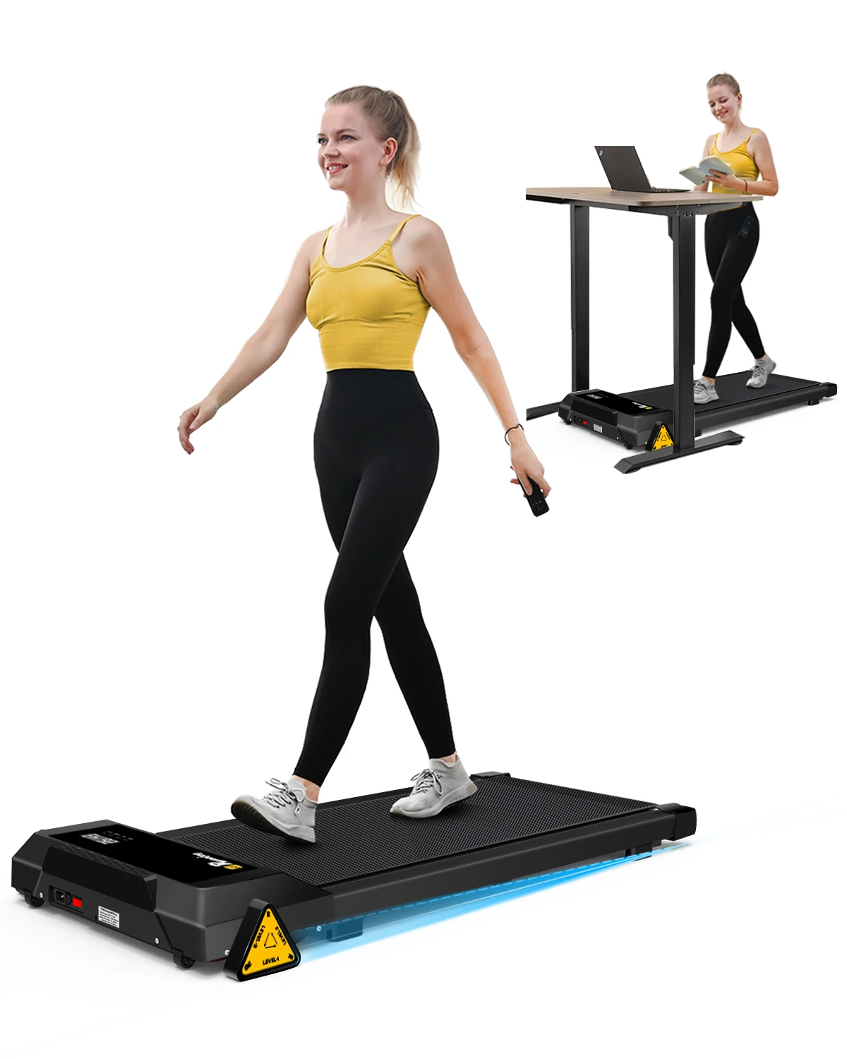 Ready To Ship US Walking Pad Treadmill Under Desk, Portable Mini Treadmill with Remote Control, Bluetooth, 265lbs Max Weight