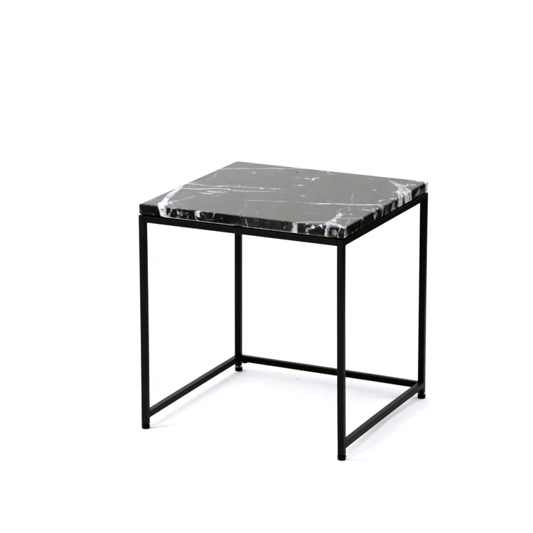 
Square Metal coffee table black base Coffee Table with marble top 
