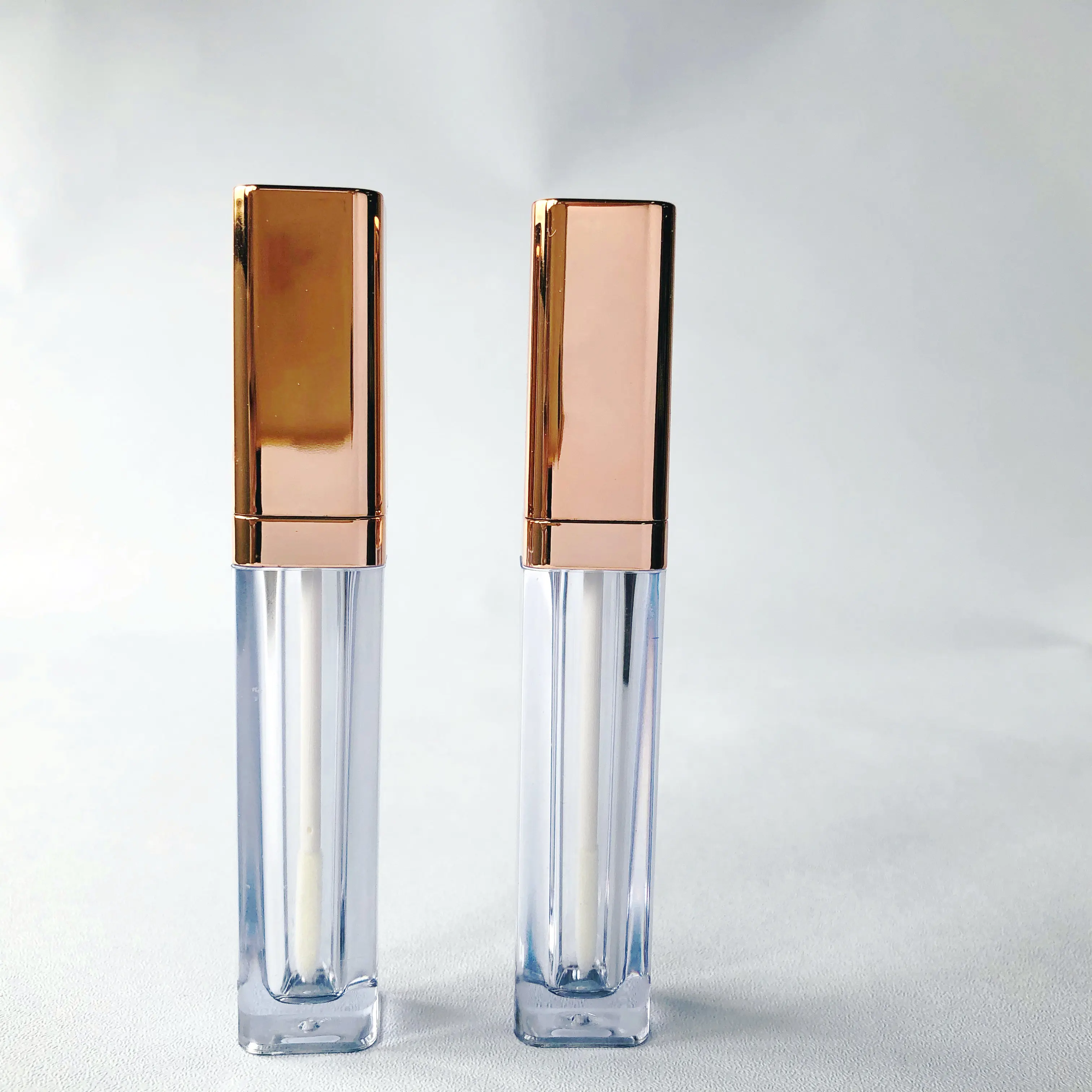 Custom LOGO Low MOQ Luxury new transparent thick wall square lip gloss tube lip glaze tube lipstick tube with collar