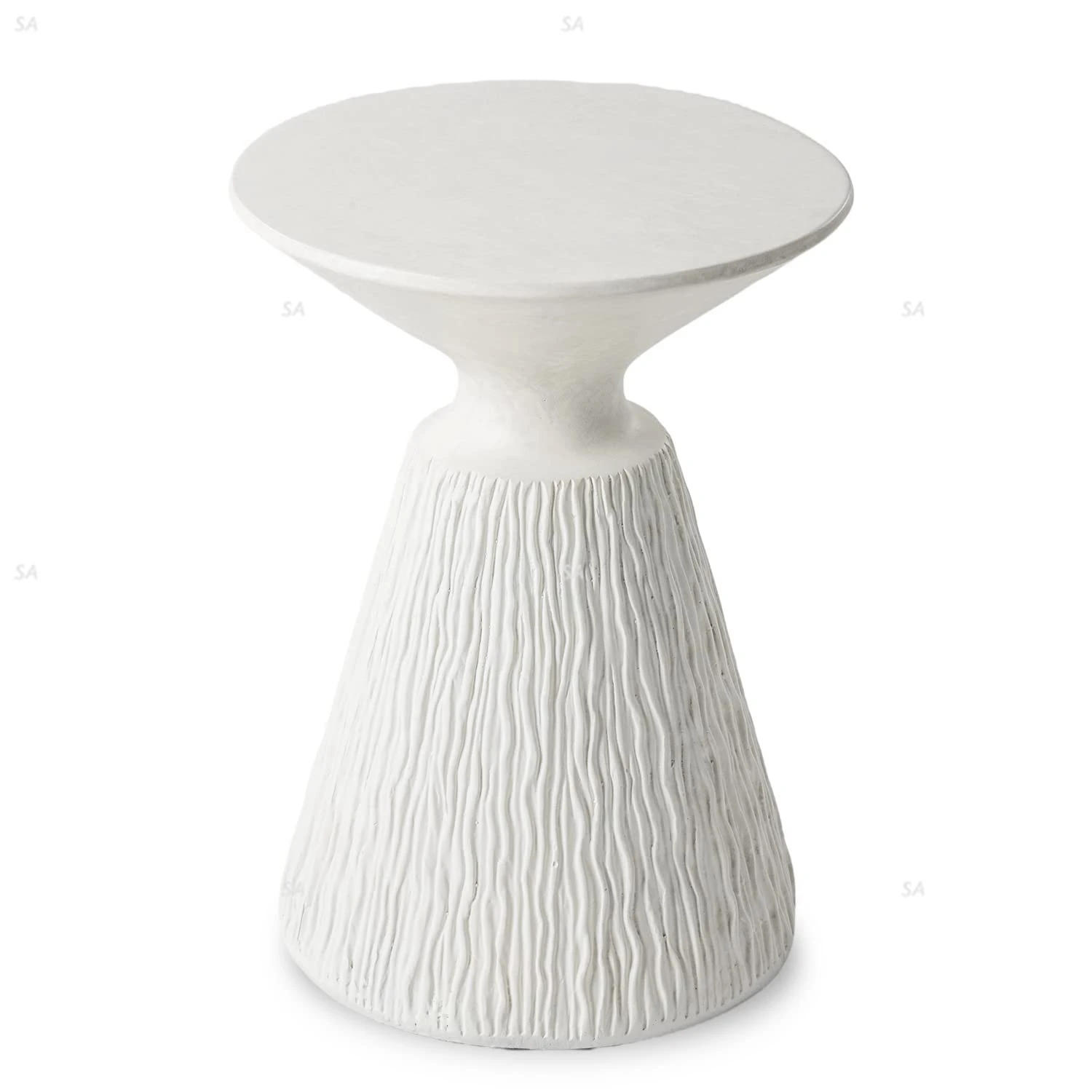 Speckled White MgO Square Twisted Indoor And Outdoor Side Table