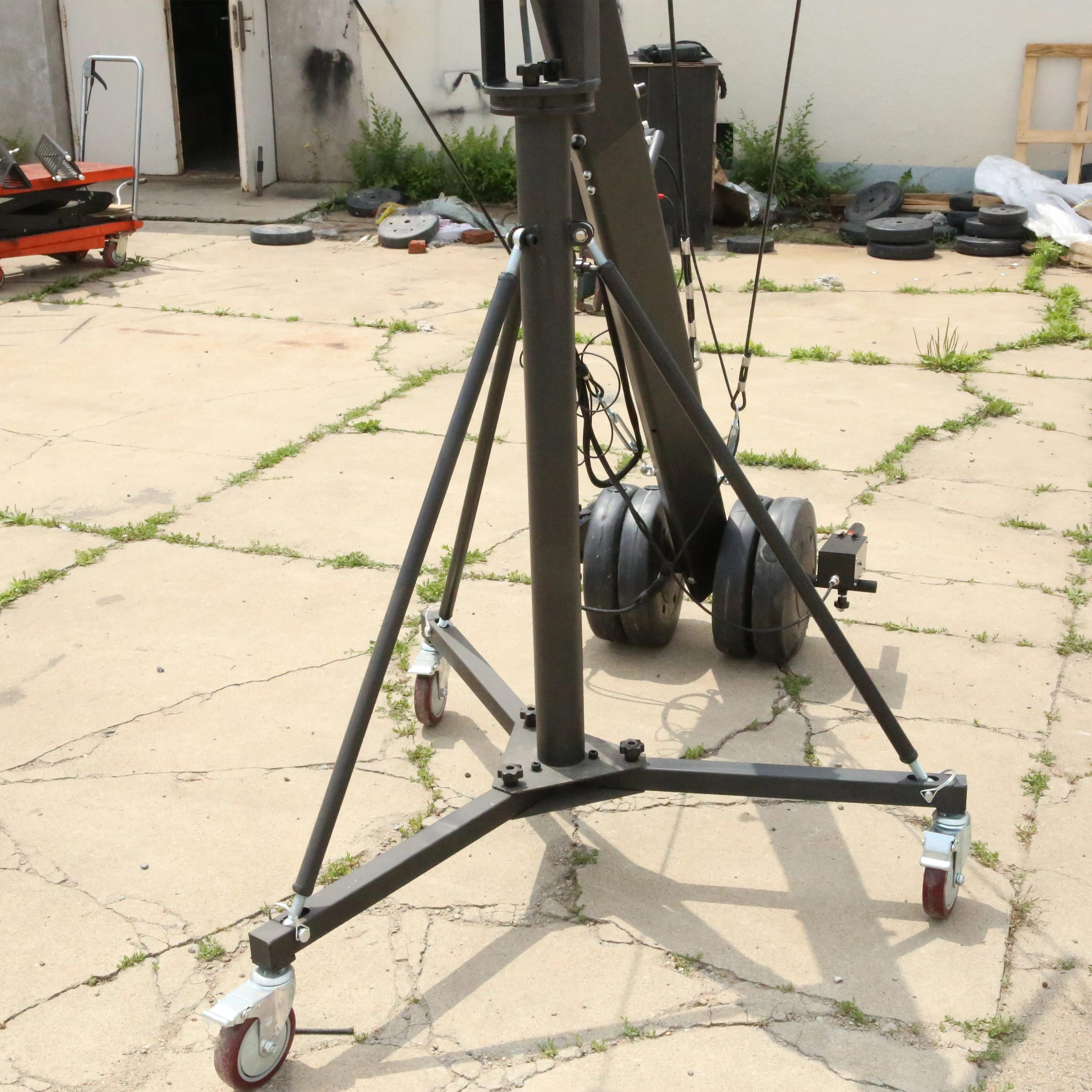 HOT SALE 10m 130mm Triangle Rocker Arm Electronic Video Camera Jib Crane with 2 Axis Head