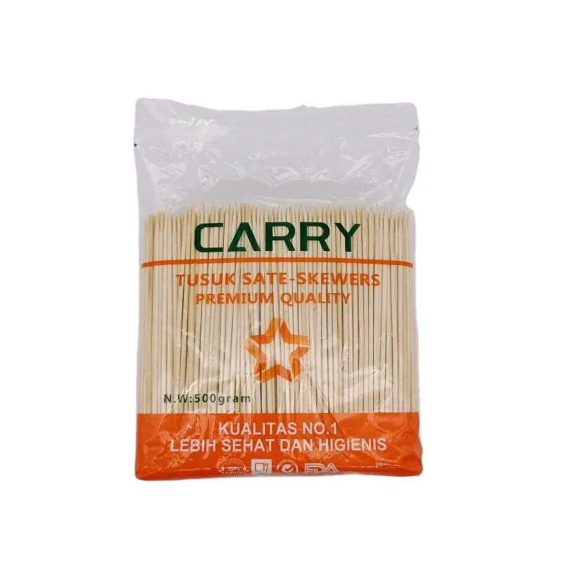 Chinese Factory Direct Supply Meet Stick Eco-friendly Bamboo Braking Skewer Barbecue Sticks Disposable Bamboo Stick 5.0*40cm