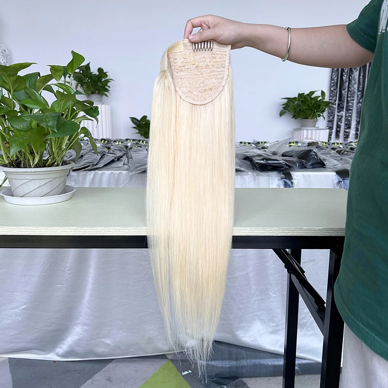 Natural Raw Brazilian Hair 613 Ponytails Blonde Virgin Human Hair Extensions Pony Tail