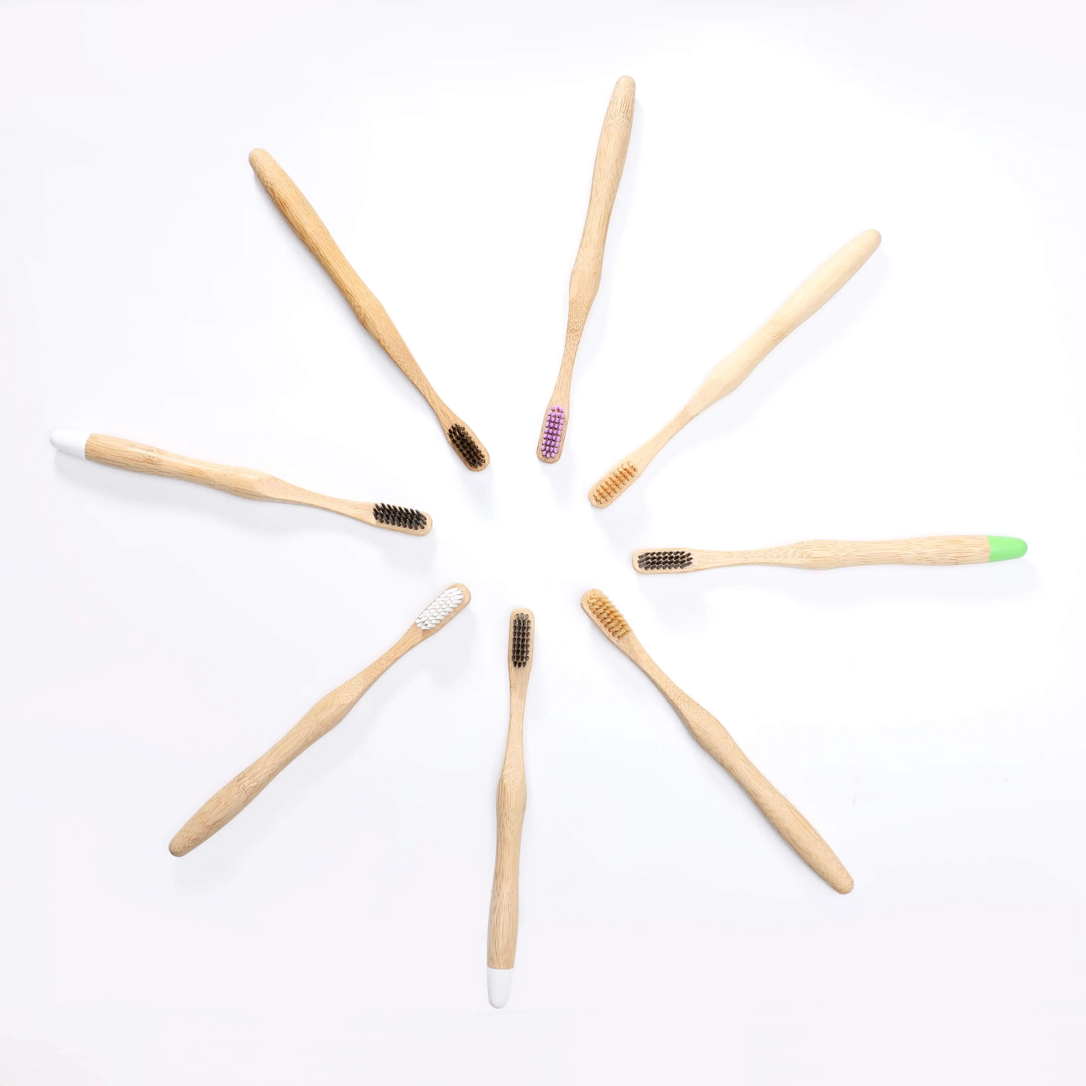 Custom Design Cheap Reusable Bulk Toiletries  Round Head Hotel Use Medium Bamboo Toothbrush for Travel