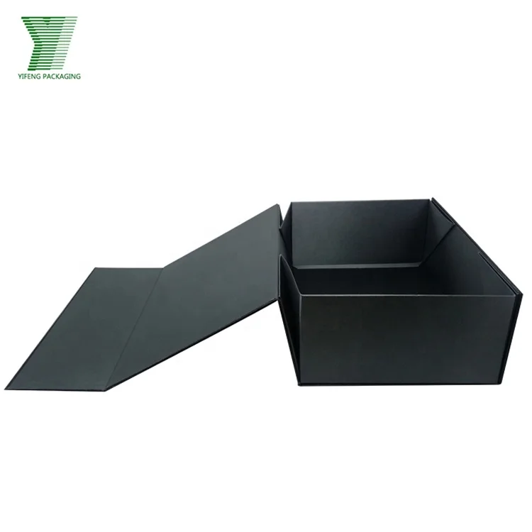 Black Packaging Custom Logo Flat Pack Boxes Luxury Gift Chipboard Packaging Box