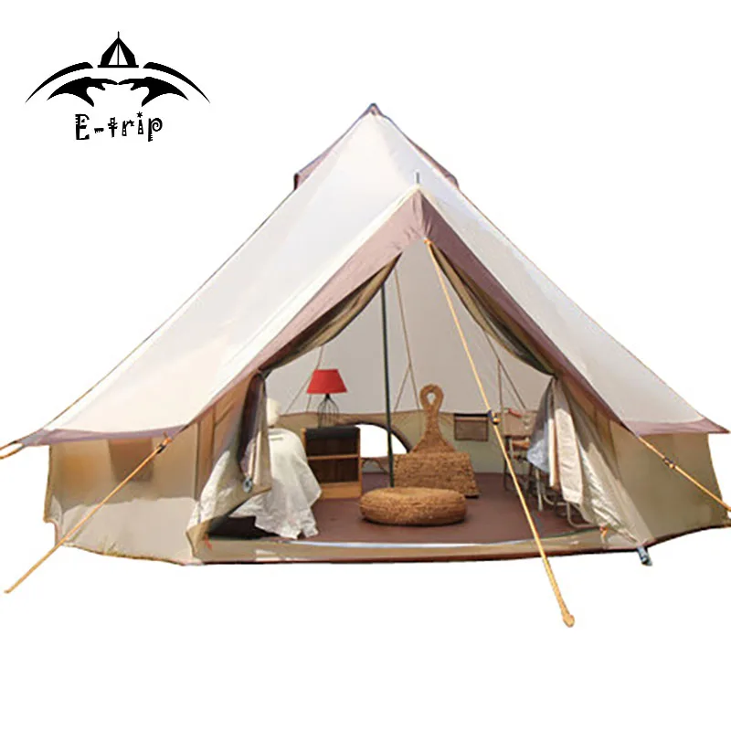 Outdoor Waterproof tent cotton canvas bell tent with awning