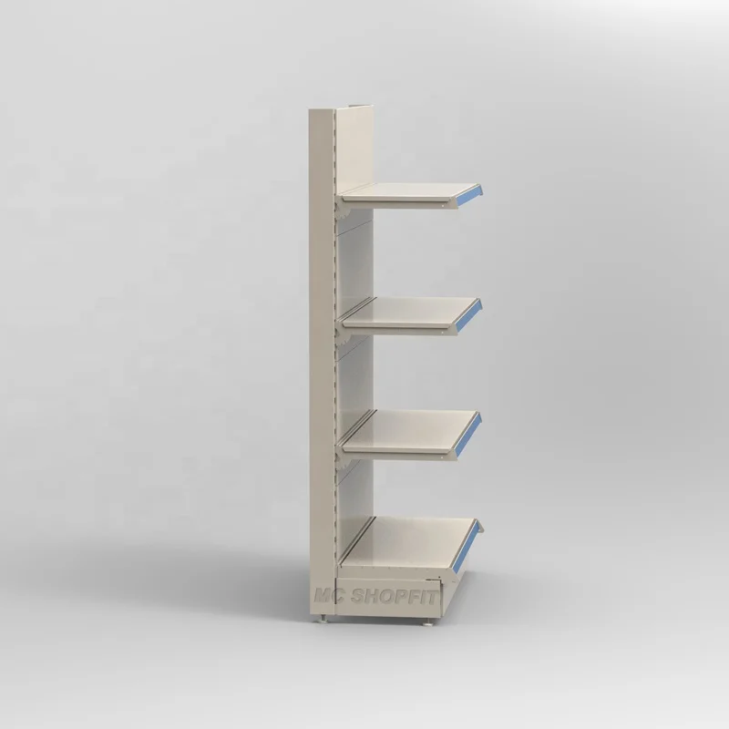 На одной стороне гондолы металла полки супермаркета shelving
