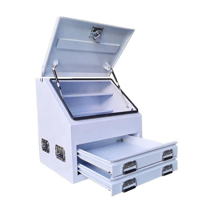 Waterproof Pickup Truck Wheel Well Saddle  Side Tool Box steel welding truck toolbox with drawer