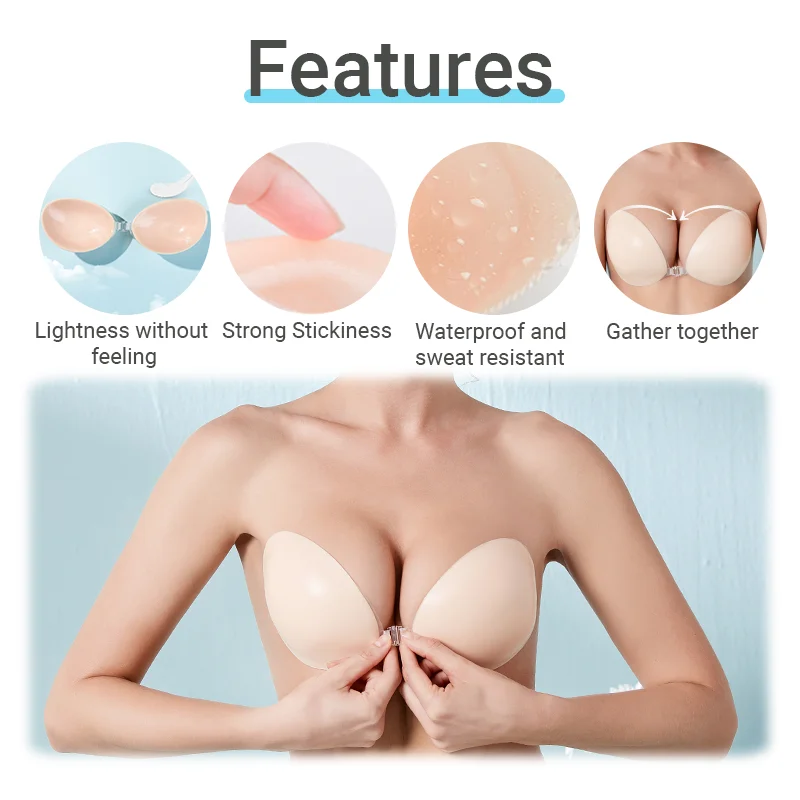 Invisible Double Sided Adhesive Sticky Silicone Insert Bra Lifting Opaque Women Seamless Reusable Silicone Adhesive Bra