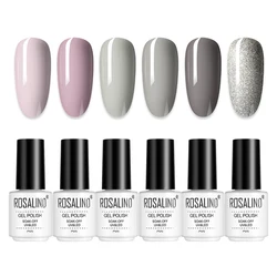 Rosalind товары для ногтей оптом 6 шт./лот 7 мл белая бутылка Цветной Гель-лак набор отмачиваемый oem УФ светодиодный Гель-лак для ногтей для дизайна ногтей