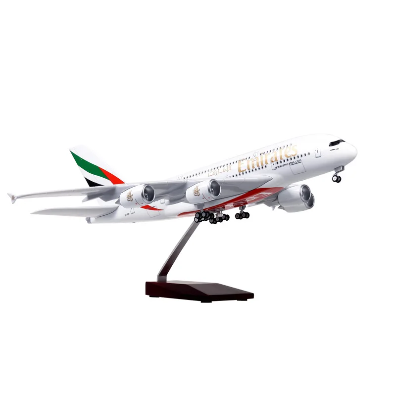 1/160 Scale 45.5CM Emirates 380 Airbus A380 Aircraft Model Civil Aviation Passenger Aircraft Simulation Gift Decoration