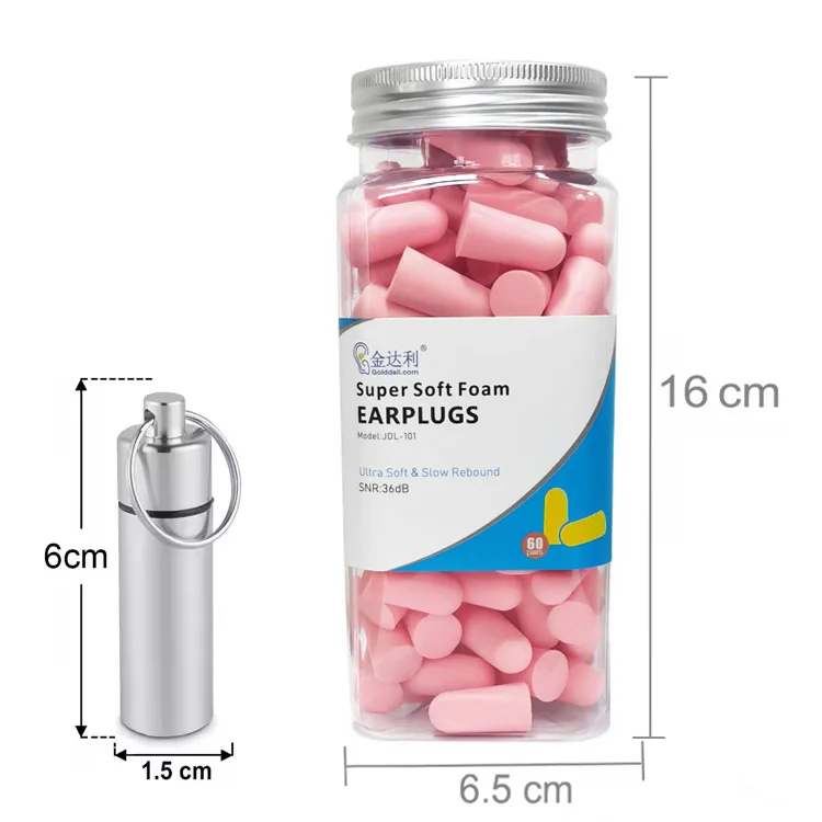 Factory Sell 60 Pairs Pink Ear Plugs Foam Earplugs for Noise Reduction Safety Ear plugs