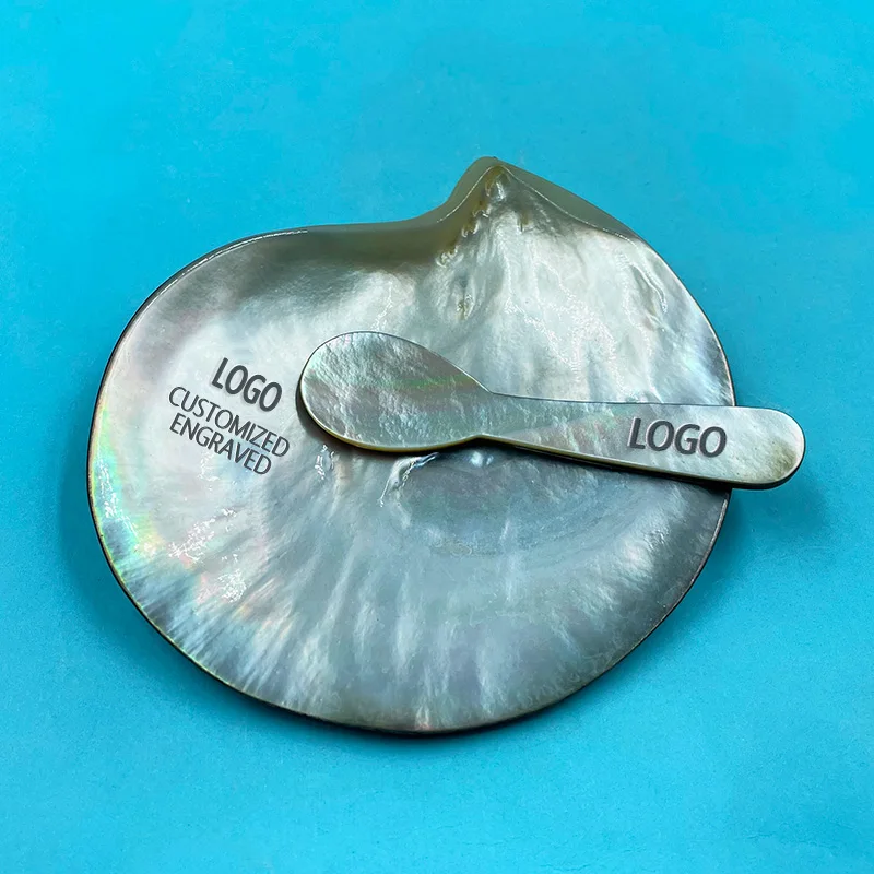 Factory Wholesales Custom Logo Black Mother Of Pearl Caviar Dish Pearl Spoon