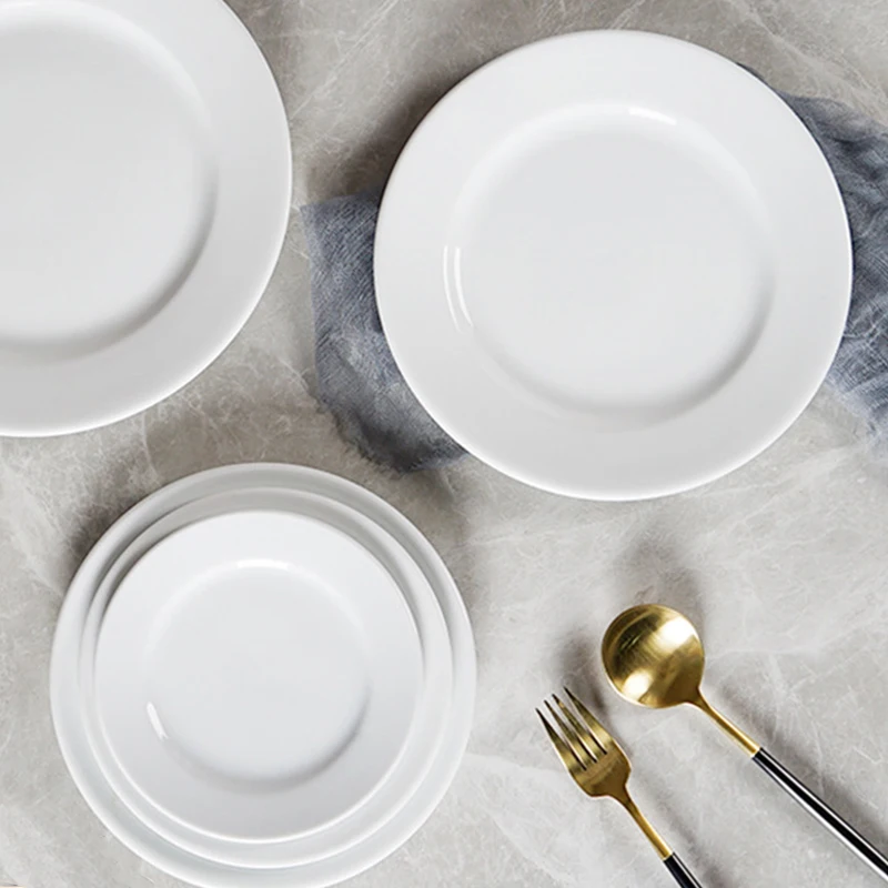 Hot Selling Bulk White Bone Ceramic Dinner Plate Modern Round Design Weddings Parties Style Versatile Packaging