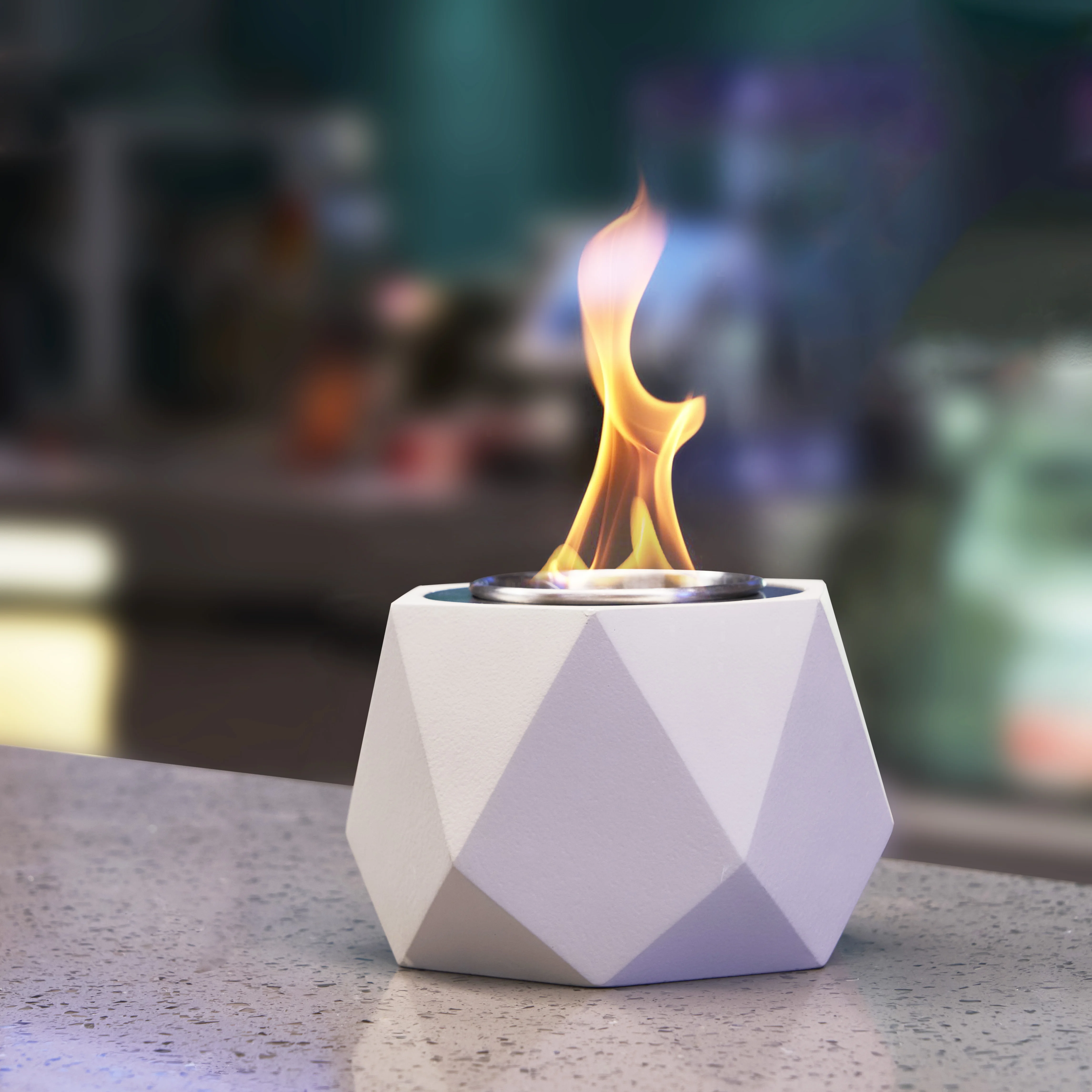 SUNBOW Ethanol Tabletop Fire Pit White Smokeless Indoor Table Top Fire Pit Bowl Smores Maker Portable Bio Ethanol Fireplace