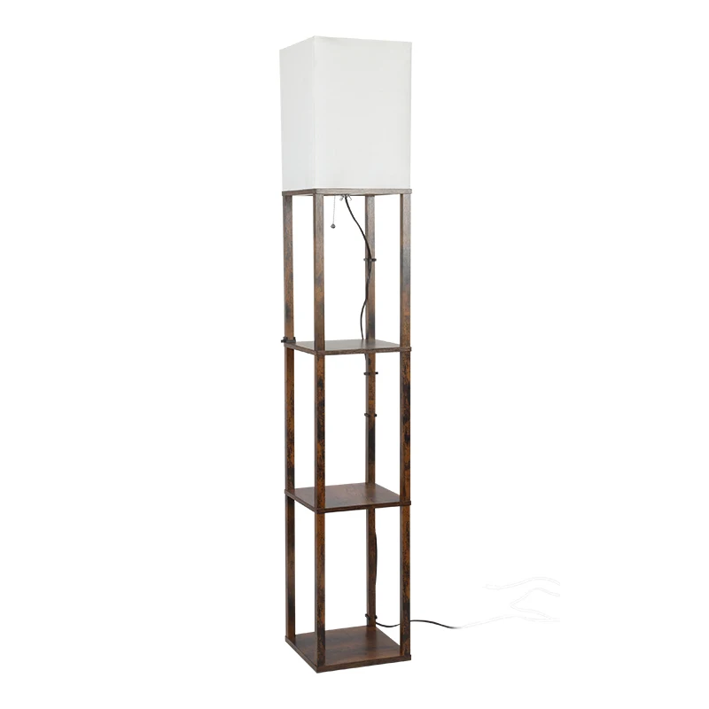 LED Modern Shelf Floor Lamp with fabric  Shade and LED Bulb - Display Floor Lamps with pull switch for Living Room and Bedroom