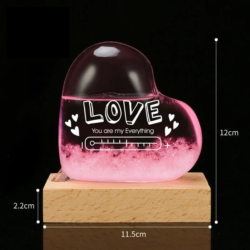 Creative Stylish Anti-Shaking Desktop Home Decoration Crafts Weather Forecast Predictor Heart Shape Storm Glass Bottle Barometer