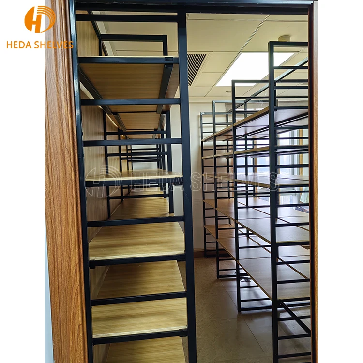 Wooden Supermarket Shelves Metal Display Racks For Customized Gondola Shop Shelves