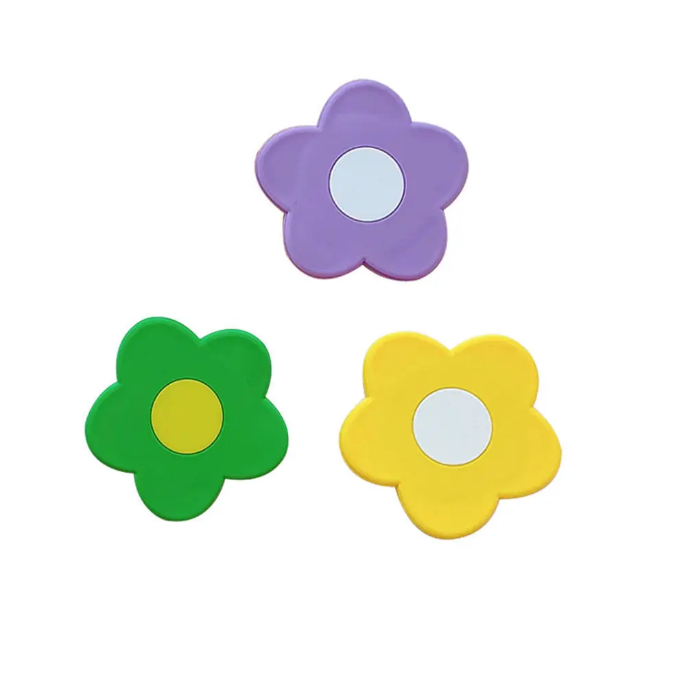 Portable Cartoon Design Animal Flower Shape Soft Silicone Single Side Makeup Hand Mirror Pocket Mirror Gift Item