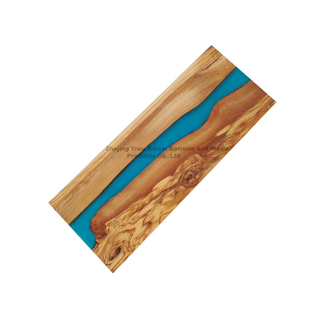 Olive wood cutting board, Olive Wood Resin Board with River of Blue Resin
