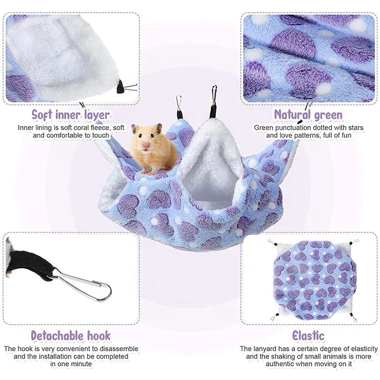 Spring Autumn Warm Bed House Cage Toys Cute Double Hammock Hamster Warm House