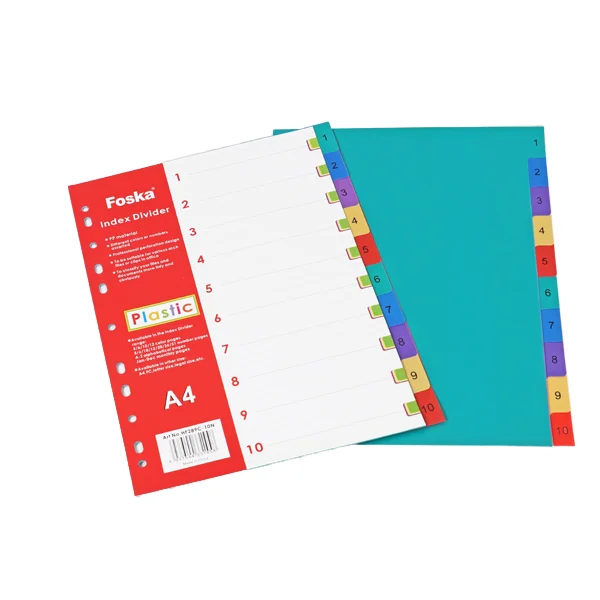 A4 Color Numeric PP Index Divider