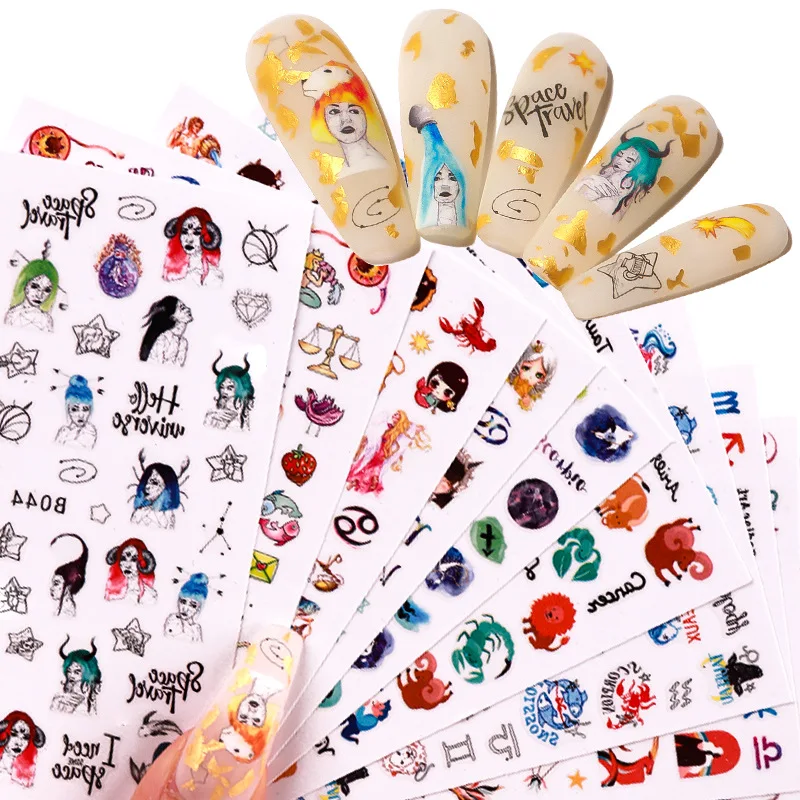 6pcs 12pcs Mexico Flag Styles Manicure DIY Nail Constellation Charms Nail Art Stickers