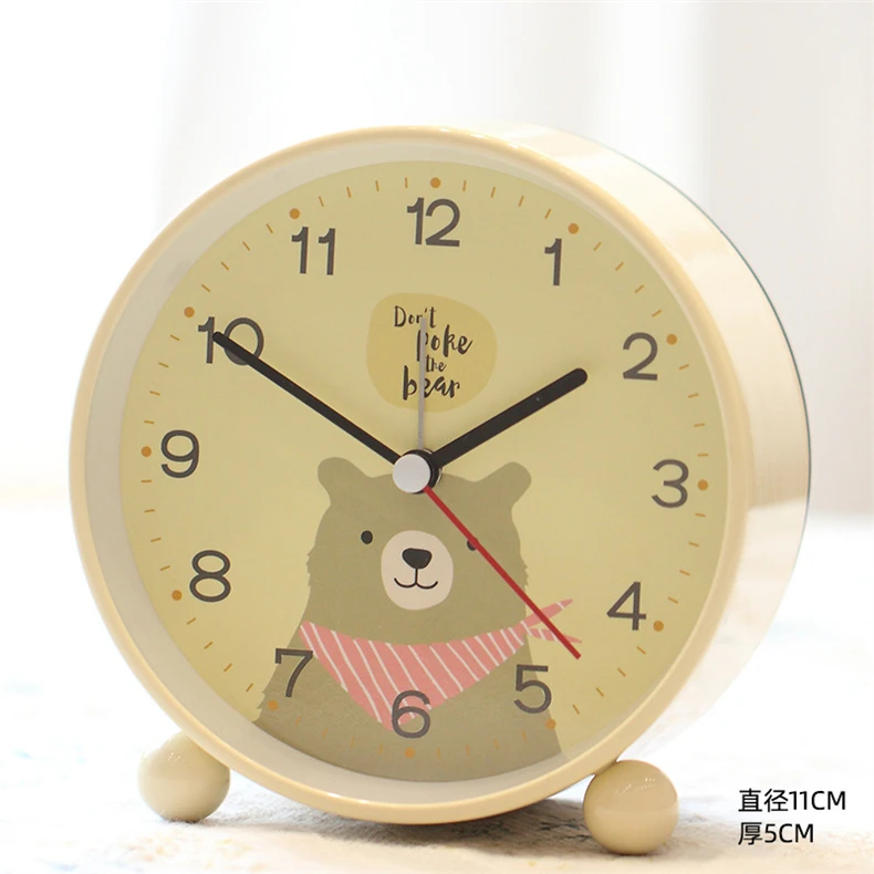 4 Inch Carton Cute Rainbow Early Childhood Education Alarm Clock Snooze Mute Kids Table Clock With Nightlight