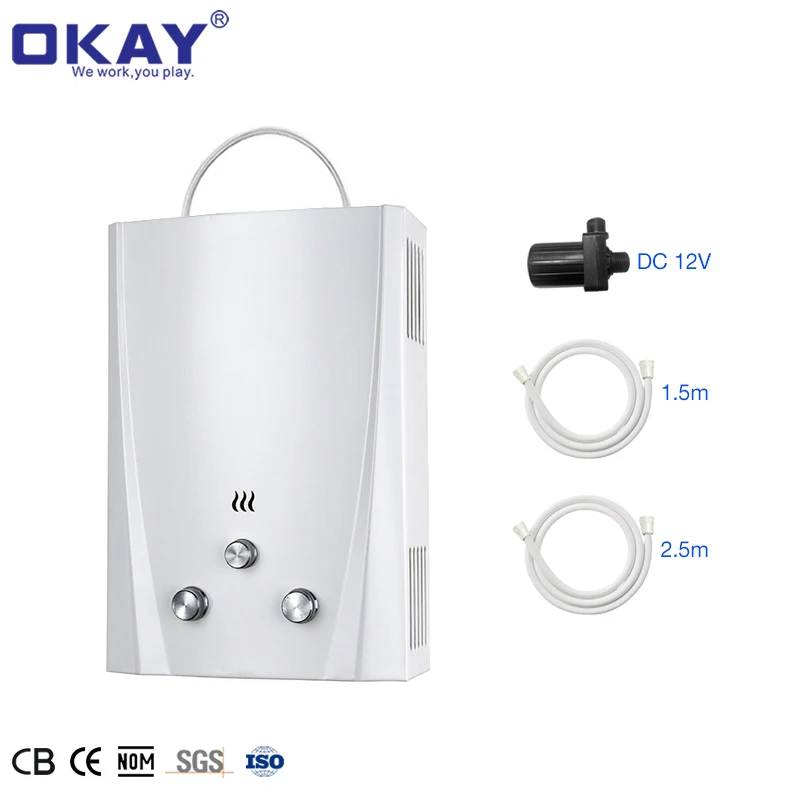 Outdoor Shower Gas Geyser 6L,8L10L Liter Tankless Instant coil hot shower Camping portable Gas Water Heater