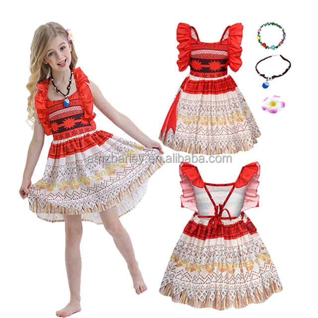 TV Movie Vaiana Costumes Children Kid Halloween Clothes Ocean Romance Adventure Outfit Girls Summer Sleeveless Princess Dress Up